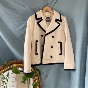 J-CREW NAVY & WHITE PEA COAT
